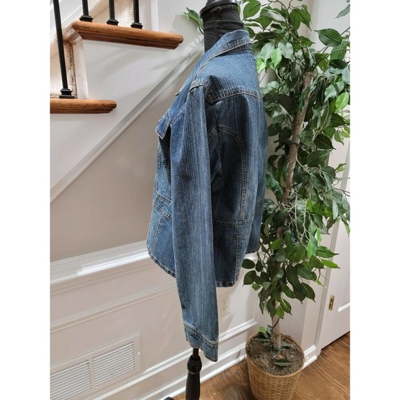Duck Head Women's Blue Denim Cotton Long Sleeve Buttons Style Stretch Jacket L - Picture 4 of 11